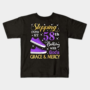 Stepping Into My 58th Birthday With God's Grace & Mercy Bday Kids T-Shirt